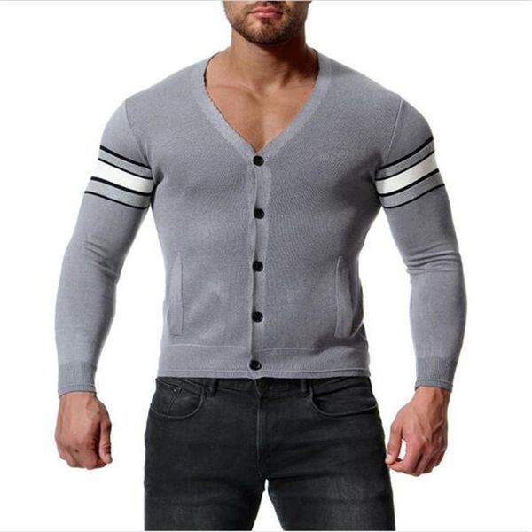 

men's sweaters 2021 autumn fashion sweater cotton v-neck stripe single-breasted cardigan casual slim knit, White;black
