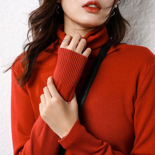 

korean winter women turtleneck sweater solid knitted pullover jumper long sleeve women sweaters and pullovers yellow bdr908, White;black