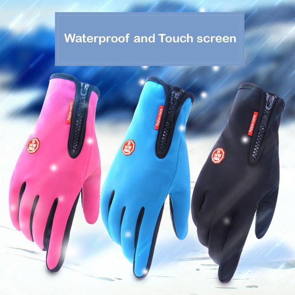 

adeeing motorcycle gloves touch screen full finger winter sport windser ski gloves warm riding, Black
