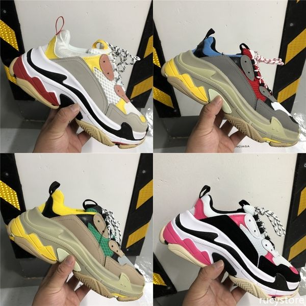 

platform designer paris 17fw triple s fashion sneakers men women old dad shoes black white leather casual flat shoes luxury sneakers