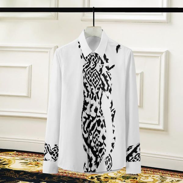 

men's dress shirts spring fashion cotton full sleeve print famous personality flowers size  l xl xxl xxxl 4xl, White;black