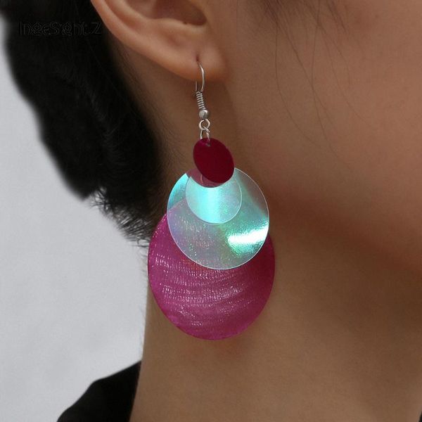 

ingesight.z korean layered pink plastics drop dangle earrings statement round circle hanging earrings for women jewelry party, Silver
