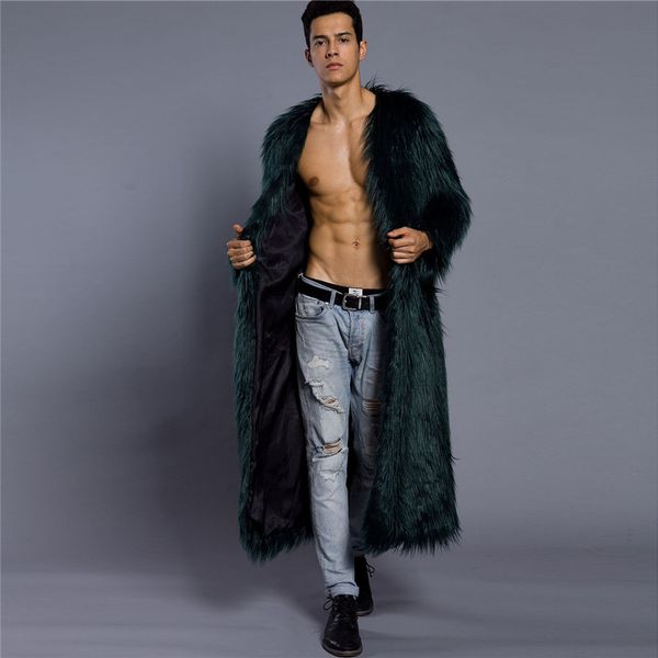 

lanshifei mountainskin fur jacket men coats 3xl brand outerwear men business winter faux fur male jacket fleece, Black