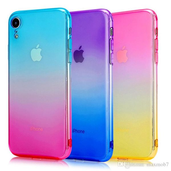 

Новый для Iphone Xs max X 6 S 7 8 плюс градиент цвета ТПУ гель кожи чехол крышка телефона Acce