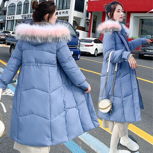 

2019 winter loose coat down cotton girls long fund overknee cotton-padded clothes woman easy ins cotton-padded jacket tide, Tan;black