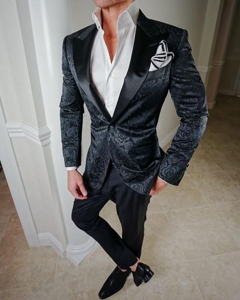 

black lace groom tuxedos groomsmen wedding party dinner men latest coat man attire suits (jacket+pants+tie) b02, Black;gray