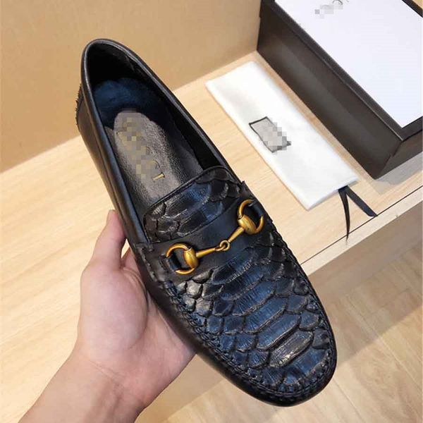 

2020 summer autumn men's loafers genuine leather hand painted fashion strap men's dress shoes wedding party mens footwear, Black