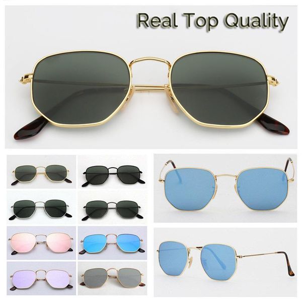 

womens sunglasses 3548 hexagonal metal sunglasses flat glass lenses 11 colors with box and packages everythingdr3573, White;black