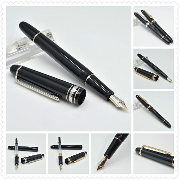 

classic 145 black resin 4810 nib fountain pen with gold clip office stationery luxury writing ink pens gift en13
