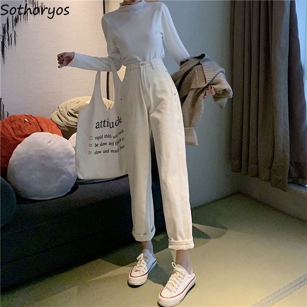 

women's jeans women ankle-length straight female trousers loose bf womens casual daily korean style simple trendy all-match chic retro, Blue