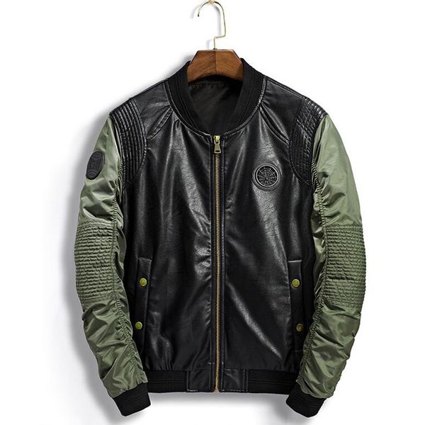 

bomber jacket men vogueflight pu leather jackets male pilot army jackets mens spring autumn baseball coats, Black;brown