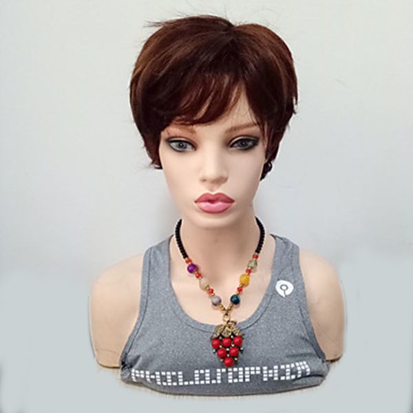 

hairjoy women synthetic hair straight pixie short brown heat resistant wig, Black