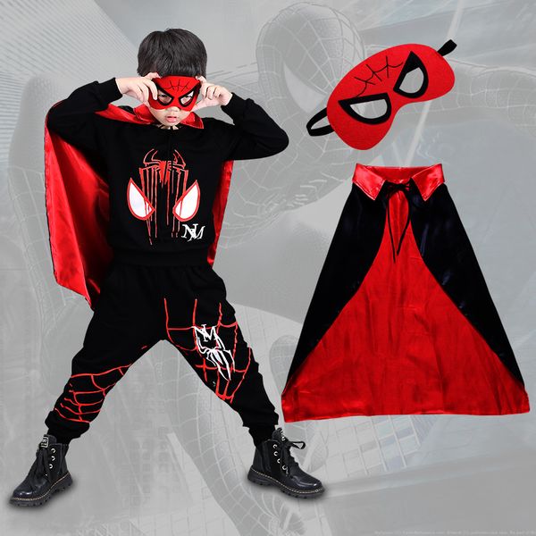 

хэллоуин одежда наборы дети мальчики человек-паук отдых спортивная одежда наборы мультфильм косплей плащ маска домашняя одежда xd21080, Blue;gray
