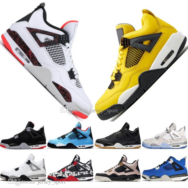 

2019 bred 4 4s what the cactus jack laser wings mens basketball shoes denim blue pale citron men sports designer sneakers 5.5-13, White;red