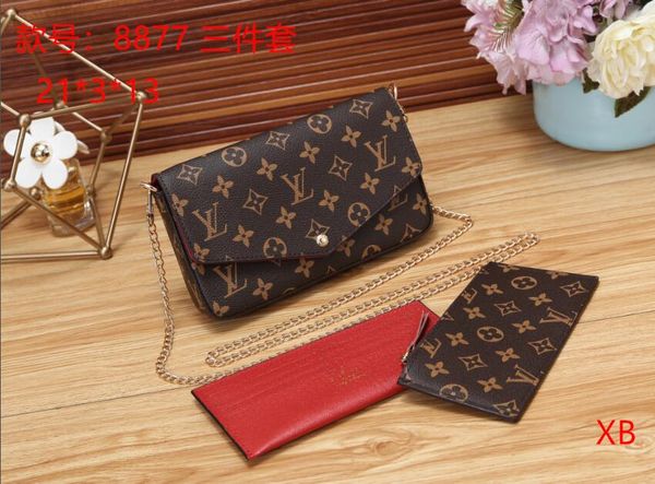 

новый louis vuitton lv набор из трех частей женские кожаные сумки через плечо клатч кошелек
