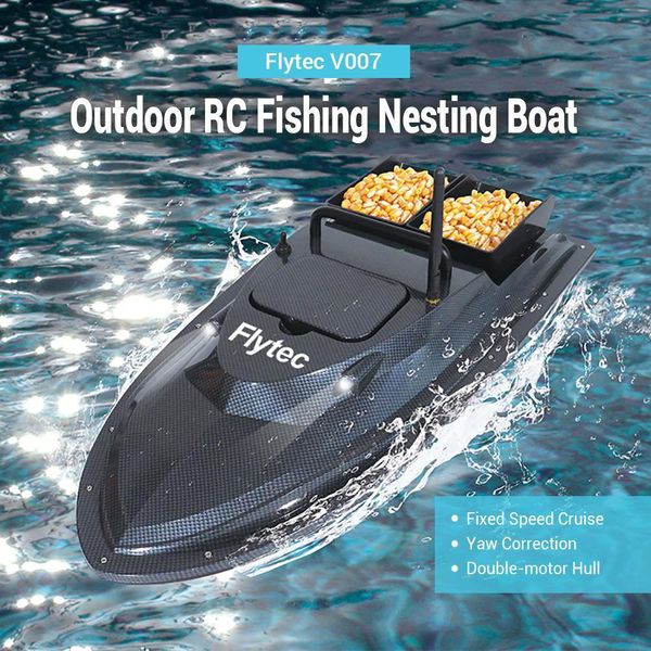 

flytec v007 rc boats outdoor fishing nesting boat fixed speed cruise yaw correction double-motor hull anti-interference design y200317