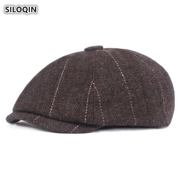 

siloqin men's fashion brand warm berets middle old aged autumn winter simple berets adjustable size leisure tongue cap dad's hat, Blue;gray