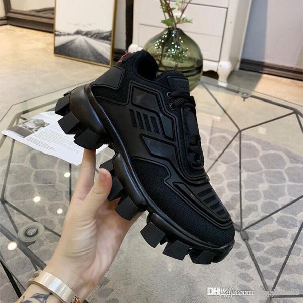 

designer fashion technological breathable couple dad casual shoes luxury women running shoes with net red tide knitted rubber skate shoes, Black