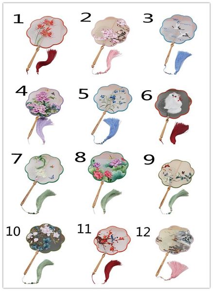 

multi-цвет шелк ручной вышивка сучжоу fans двусторонний вышивка цветы серия вентилятор с подарочной коробкой известной китайского дизайном к, White