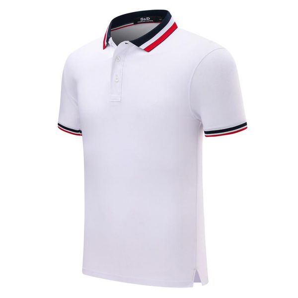 

new fashion classic three-color striped collar short-sleeved polo shirt comfortable and breathable white t-shirt uniform sd-7926-183, Black