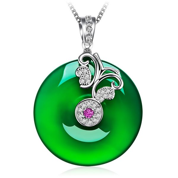 

d457 изумрудно-зеленый кулон японский и корейский милый сладкий ретро серебряная пряжка ожерелье ювелирные изделия день святого валентина по, Silver