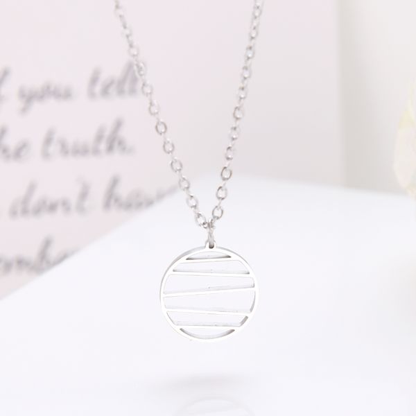 

high-quality stainless steel for women round irregular geometric line pendant necklaces gold silver color necklace engagement jewelry