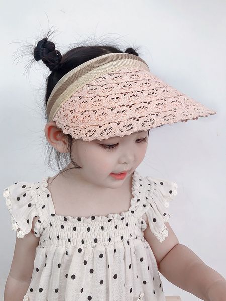 

new fashion children sun cap baby girls lace princess sun shade lovely wide brim hats parent-child sun hat summer visor cap s139, Yellow