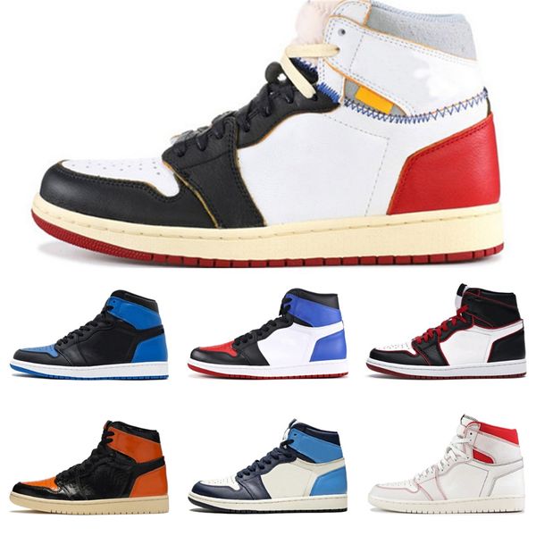 

mens basketball shoes 1s high og obsidian unc to chicago pine turbo green travis scotts royal toe 1 jumpman men women sports sneaker #805