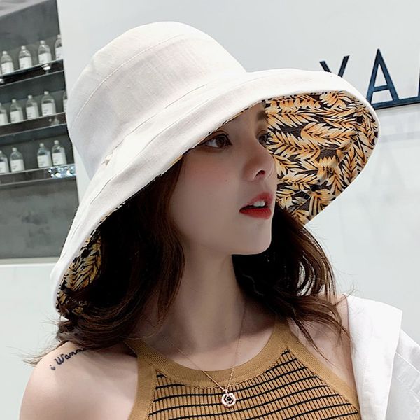 

fashion ladies fisherman hat fashionable handmade hat leisure printing two sides wear sun bucket cap l58, Blue;gray