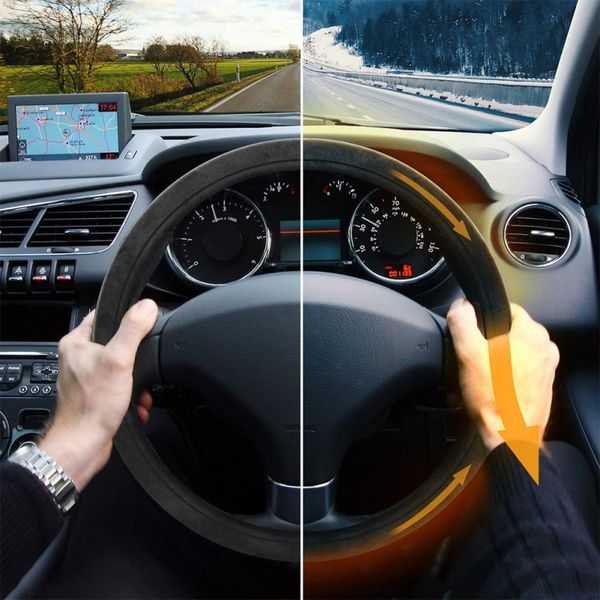 

12v electric steering wheel cover car heating steering wheel cover leather