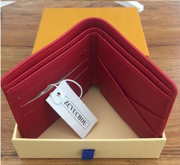 Portafoglio rosso famoso designer di marca Portafogli corto da donna moda uomo Borse pu Porta carte porta carte Classicmen
