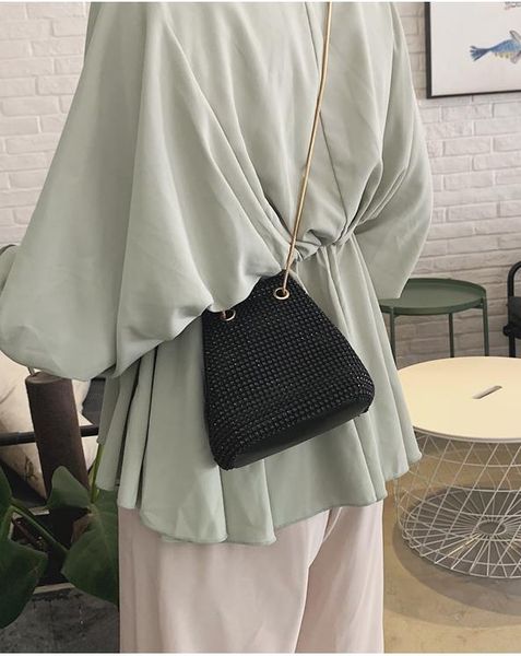 

bucket bag female messenger small bag 2020 new arrival fashion wild atmosphere tide korean version of the bright diamond chain bag