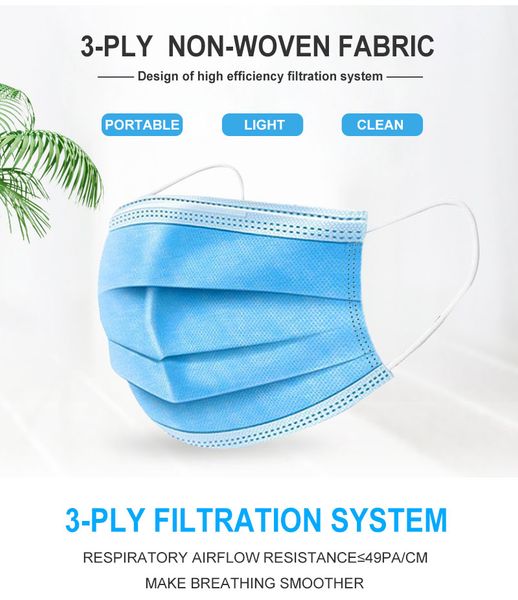 

disccount coupon in shop, first class quality non-woven daily facemask 3ply face masks disposable bfe95% marks face shield earloop