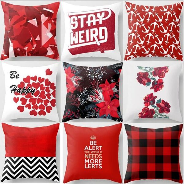 

45*45cm red series cushion cover polyester square throw pillowcases car office sofa decorative pillow case christmas home decor