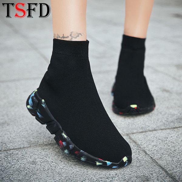 

sock men's sneakers for men high casual shoes men fashion 2020 plus sizes thick bottom shoes summer slip-on walking shoe s10, Black