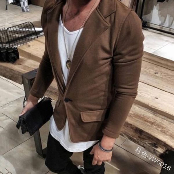 

mjartoria men blazer slim fit british style coats business casual suit jackets men long sleeve formal brand blazers 2019, Black;brown