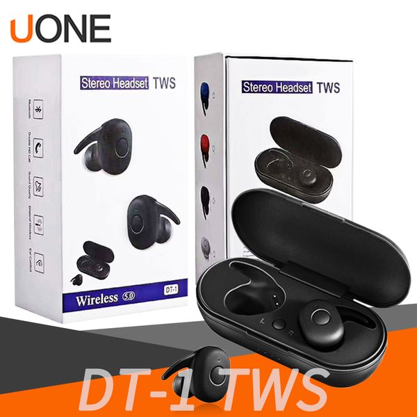 DT-1 TWS sem fio Mini fone de ouvido Bluetooth Para Huawei móvel Stereo Earbuds Esporte Ear telefone com Mic e portátil de carregamento