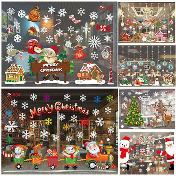 

merry christmas wall stickers santa claus snowflake deer living room shop glass decoration diy home decals festival xmas mural