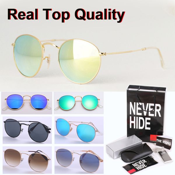 

sunglasses men women brand designer glass lens round sun glasses goggle with original box, packages, accessories, everything, White;black