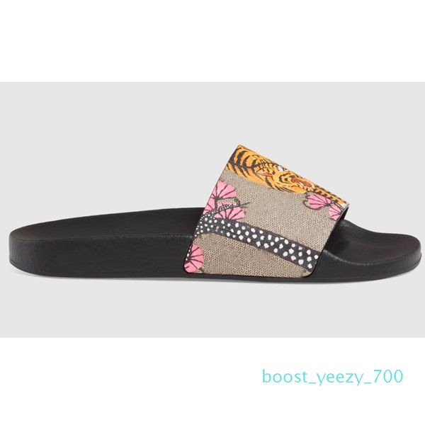 

fashion designer rubber slide sandal floral brocade men slipper gear flip flops women summer striped beach casual shoes us5-11 b70, Black