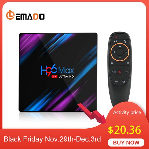 

LEMADO H96 MAX TV Box Android 9.0 RK3318 4G 64G Поддержка HDMI 2.0 2K 4K HDR YouTube Netflix WIFI 2.4G / 5G USB 3.0 Android TV Box