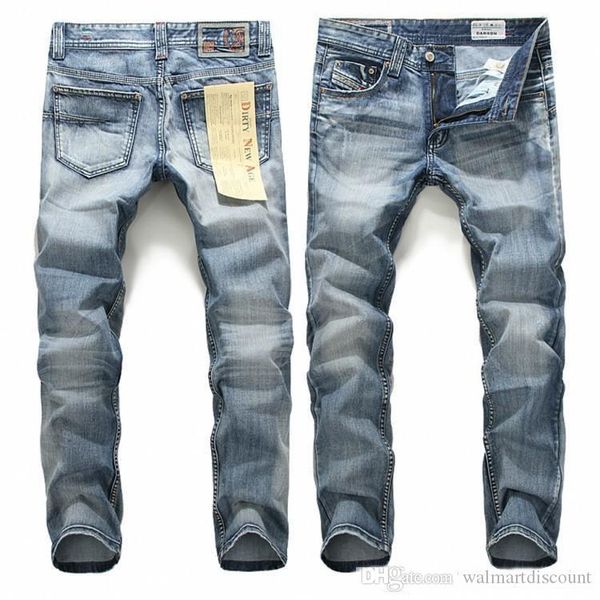 

мужская мода джинсы светло-синего хлопка джинсы для человека случайные прямые ковбойские джинсы брюки для мужчины мужской оптом, Blue