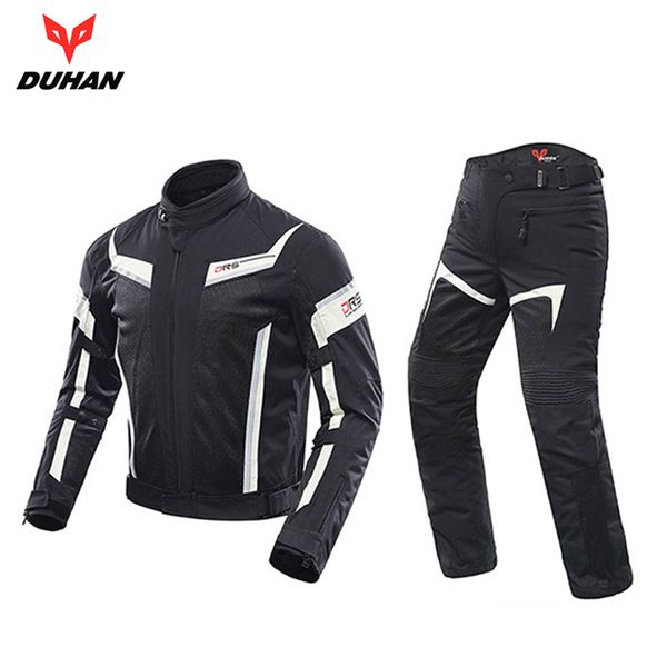 

duhan men motorcycle jacket+ pants breathable racing jacket moto combinations riding clothing set ,d-185, Black;blue