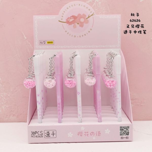 

30pcs/lot gel pens see cherry blossoms black gel-ink student pen pen for writing cute stationery office school supplies 0.5mm