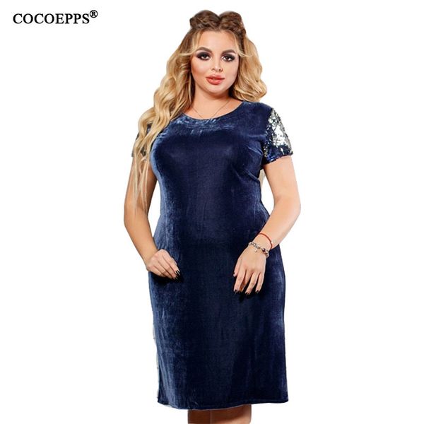 

5xl 6xl 2019 spring big size velvet women dress female summer sequined plus size dress bodycon elegant party large midi dresses, Black;gray