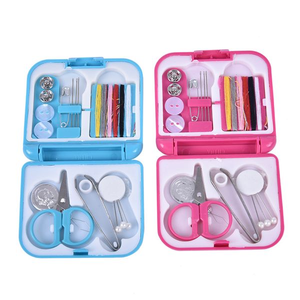 

1 box portable travel sewing set kits storage box needle threads scissor thimble buttons pins home sewing accessories, Black