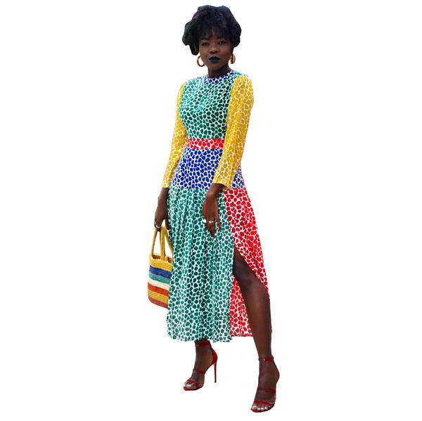New Style Autumn Animal Print Tunic Midi Dress Leopard Print