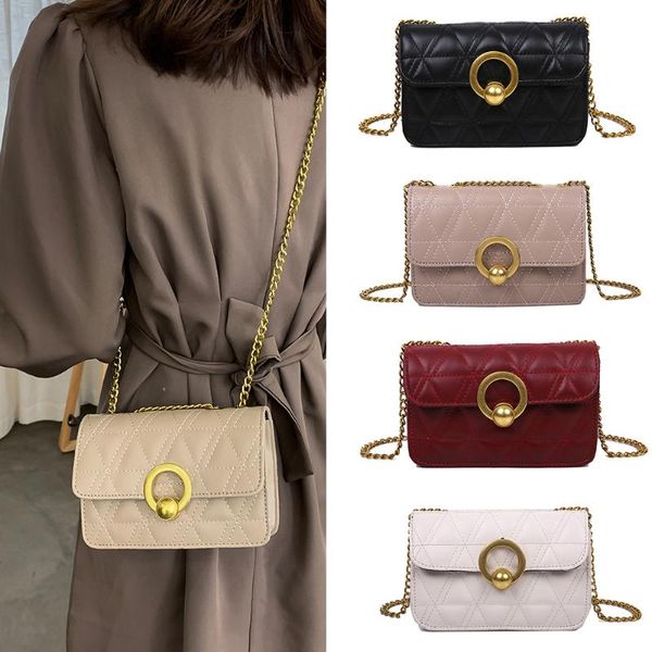 

classic chain shoulder crossbody bag women pu retro small messenger bags