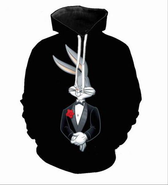 

new fashion hip hop sweatshirt men women 3d casual hoodies bugs bunny harajuku style loose pullover hoodies usa0168, Black