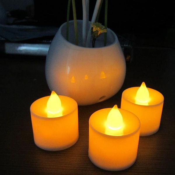 

24pcs желтого flicker беспламенные светодиодные электрические батарейки tealight свеча праздник свадебных украшения большого обет свеча